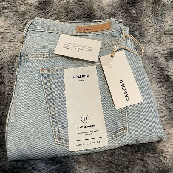 NWT! GRLFRND Karolina High-rise Button Fly Distressed Skinny Long Jean In Jaggar - Picture 3 of 8